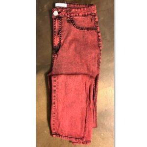 Dark Red Washed Skinny Jeans